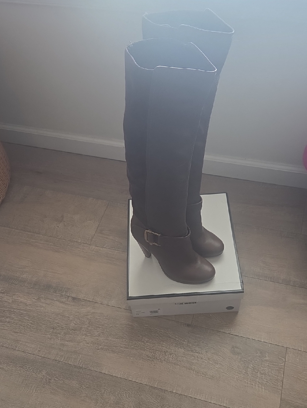 French Connection Tall Over-the-Knee Buckle Boots - Brown